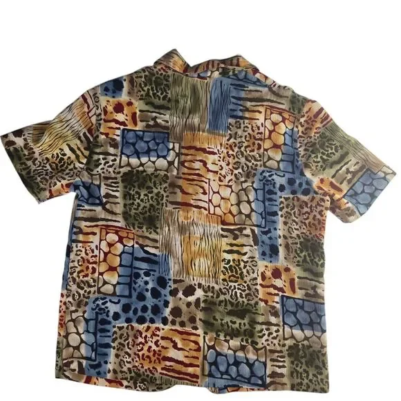 Alfred Dunner Womens 16 Multicolor Animal Print Short Sleeve Button Front Shirt‎ - Picture 3 of 5